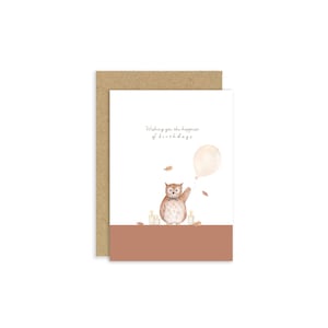 Carte d'anniversaire hibou, carte d'anniversaire automne, carte automne, feuilles d'automne, carte d'anniversaire octobre, carte chouette mignonne
