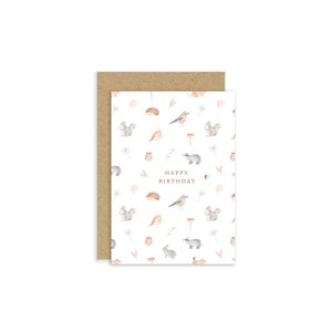 Woodland Birthday Card, Woodland Animals, Nature Lover Card, Card for Gardeners