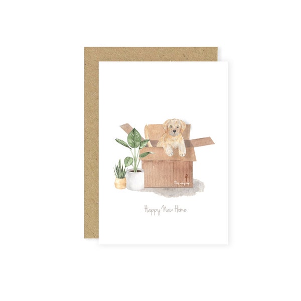 New Home Card, Happy New Home Card, Dog Card, Congratulations on Your New House Card, New House