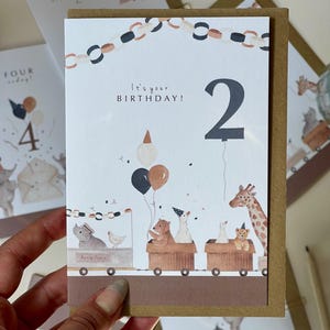 Tarjeta de cumpleaños de safari, tarjeta de cumpleaños infantil, tarjeta de cumpleaños de safari, tarjeta de segundo cumpleaños, tarjeta de segundo cumpleaños