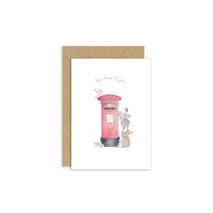 Denk aan je-kaart, condoleancekaart, kaart met schattige dieren, kaart met dieren die aan je denken, kaart konijntje, kaart Royal Mail