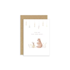 Carte Tu es la meilleure, carte ours, carte de l'amitié, cartes pour maman, carte hérisson, cartes mignonnes
