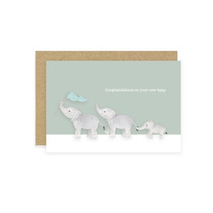 Tarjeta de felicitaciones por su nuevo bebé, tarjeta para nuevos padres, tarjeta de felicitaciones, tarjeta de elefante y bebé, tarjeta de elefante, impresión de elefante