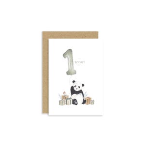 Carte 1er anniversaire, premier anniversaire d'enfant, carte panda, carte d'anniversaire, anniversaire d'enfant
