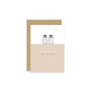 Tweelingkaart, gefeliciteerd met je tweelingkaart, gefeliciteerdkaart, pinguïnkaart, kaart voor tweelingen, schattige pinguïns
