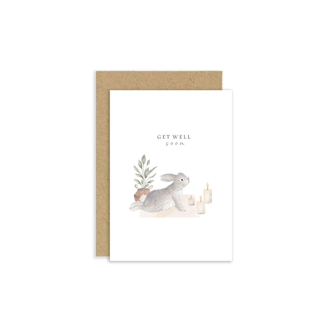 Get Well Soon Rabbit Get Well Soon Card, Yoga Card, Card for Yogi's, Bunny Card, Starry Card ...