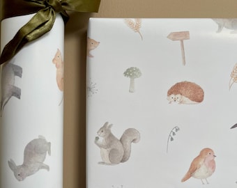 Papier do pakowania prezentów w stylu leśnym, Arkusz do pakowania prezentów w stylu leśnym, Papier do pakowania prezentów, Papier do pakowania zwierząt