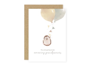 Amazing grandparents card, hedgehog card, congratulations card, cards for grandparents