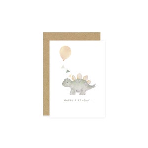 Dinosaur Birthday Card, Stegosaurus Card, Children’s Birthday Dinosaur, Kids Birthday