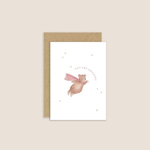 Carte Tu es incroyable, Carte de super-héros, Carte pour enfants hospitalisés, Carte d'ours, Carte de super-héros, Ours aquarelle, Carte de rétablissement
