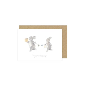 Nieuwe babykaart, kaart konijn, kaart konijn, kaart gefeliciteerd, kaart nieuwe ouders