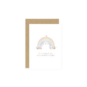 Regenboogbabykaart, nieuwe babykaart, gefeliciteerd, wonderbabykaart, aquarel regenboog