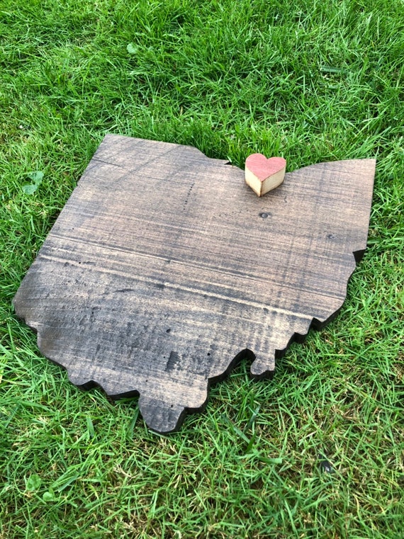 Ohio State Cutout With Cleveland Heart Made From Reclaimed Etsy