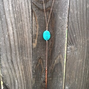 mien dangle, turquoise-like stone + rose gold filled chain