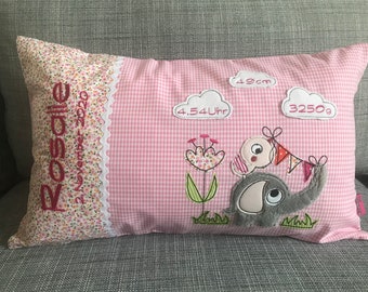 Name pillow with a cute elephant