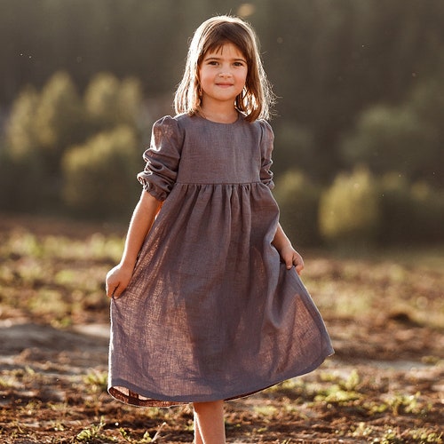 Girls Linen Dress Christening Dress Linen Embroidered Dress Etsy
