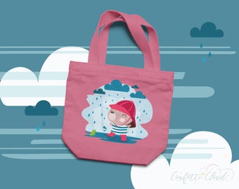 Oso de peluche feliz en la lluvia salpicando agua imprimible imagen, decoración de la guardería de peluche, la imagen de la lluvia habitación de los niños, diseño de almohada imprimible lluvioso