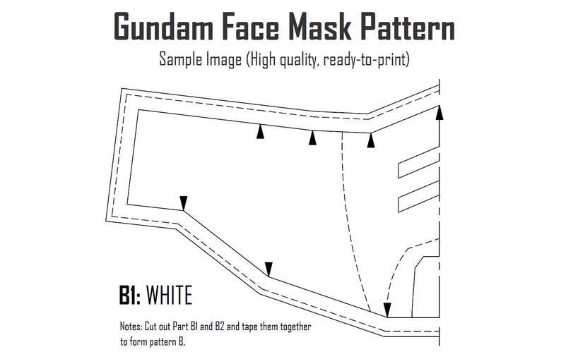 Gundam Face Mask Sewing Pattern PDF with Instructions This is image 2