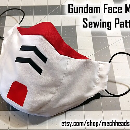 Gundam Face Mask Sewing Pattern PDF with Instructions *This is a pattern, not a full mask*