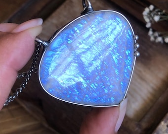 African Belomorite Moonstone • Sky Cloudy Stone • Boho Style • Metalwork • Soldered Jewelry • Nature Inspired