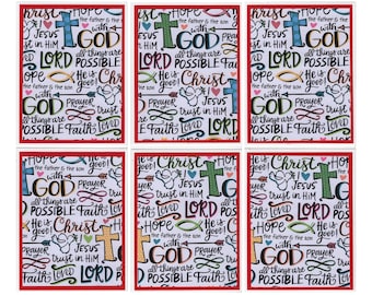 Notecards Set Of 6 Handmade Bible Verse, Faith, Prayer, All Things Are Possible With God