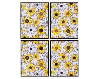 Sunflower Garden Notecards Set Of 4 With Envelopes