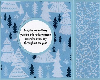 Stampin Up Blue Trees Christmas Gift Card Holder With Envelope