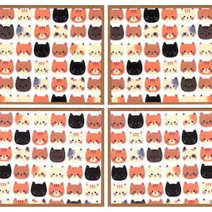 Cat Blank Notecards, Cute Cat Faces Note Cards, Kitty Cat Kraft Notecards With Envelopes, Cat Stationery Set, Cat Lovers Gift, Set Of 4