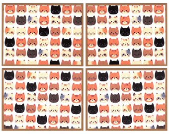 Set of 4 Cat Face Notecards with Kraft Envelopes