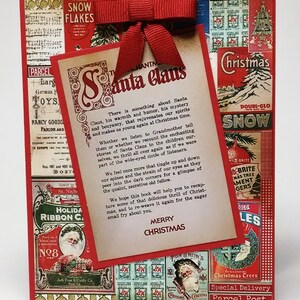 Christmas Card, Vintage Style Holiday Card, Handmade Christmas Card, Santa Card, Sentiment Included, Christmas Greeting Card