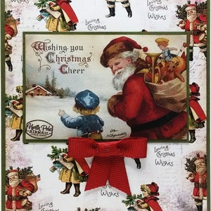 Christmas Card, Vintage Style Holiday Card, Handmade Christmas Card, Santa Card, Sentiment Included, Christmas Greeting Card