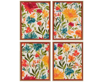 Floral Kraft Notecard Set Of 4 With Envelopes