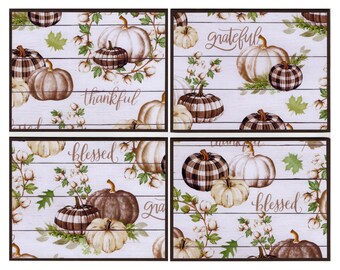 Cottage Pumpkin Plaid Handmade Autumn Set Of 4 Blank Notecards With Envelopes
