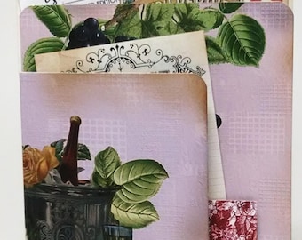 Handmade Wine Theme Card: Vintage Tri Fold Gift Card Holder