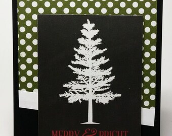 Handmade Vintage Christmas Card: Tree & Ornaments with Sparkle