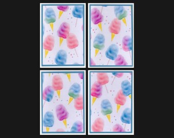 Cotton Candy Blank Notecards Handmade Set Of 4