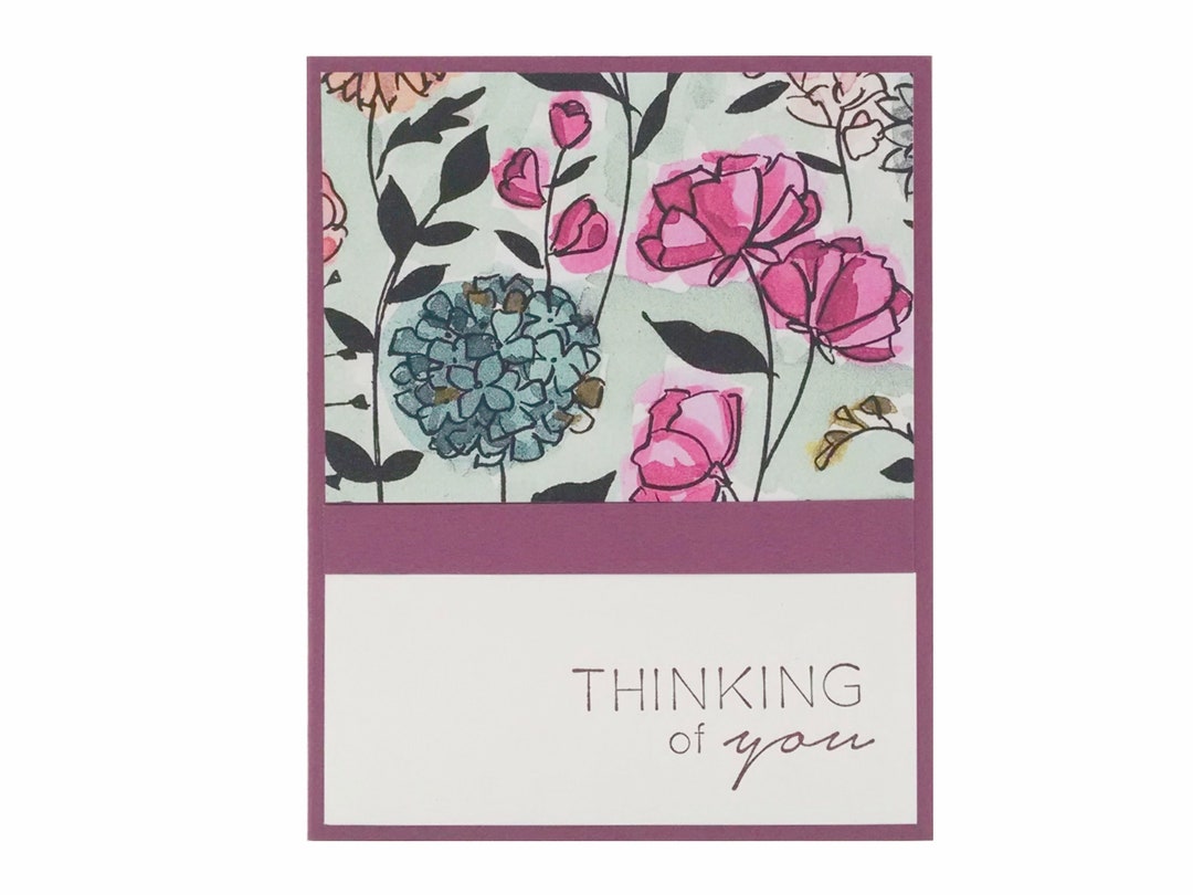 Thinking of You Floral Watercolor Card With Inside Sentiment and ...