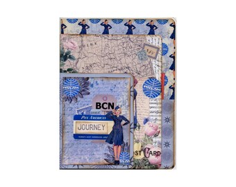 Vintage Pan Am Flight Attendant Tri-Fold Card Handmade With Ephemera