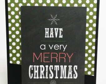 Handmade Vintage Christmas Card: Merry Christmas Sentiment