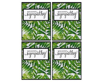 Sympathy Cards Set Of 4 Tropical Leaves With Envelopes