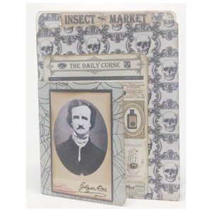Edgar Allan Poe Halloween Card: Vintage Style Tri-Fold Gift Card Holder