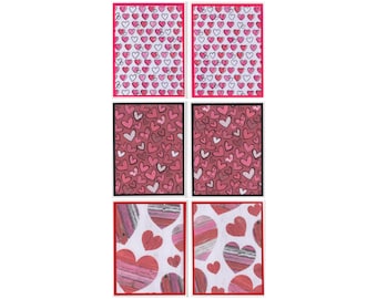 Valentine Heart Note Card Set Of 6 Cards With Envelopes