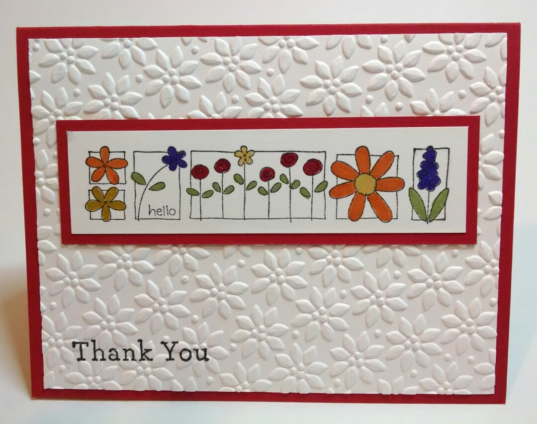 Stampin up Floral Embossed Thank You Card With Envelope - Etsy