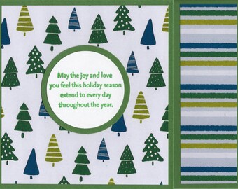 Stampin Up Christmas Gift Card Holder With Green Trees A2 Size With Envelope