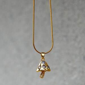 Mushroom necklace, Gold plated mushroom necklace, gold mushroom pendant, mushroom charm, stainless steel mushroom necklace, mushroom jewelry