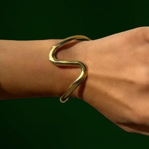 Wavy cuff bracelet, 18k gold plated waves bracelet, adjustable cuff bracelet, gold wave jewelry, boho jewelry