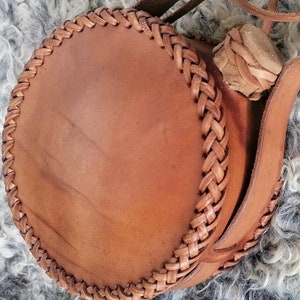 1,25l (2.6 pint) stainless steel leather canteen, Medieval leather flask, Medieval leather water bottle / Leather costrel