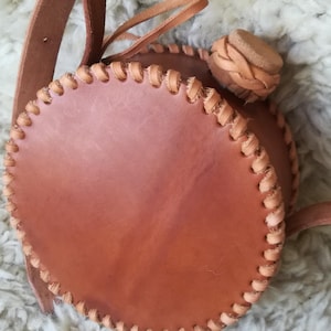 1,25l (2.6 pint) stainless steel leather canteen, Medieval leather flask, Medieval leather water bottle / Leather costrel