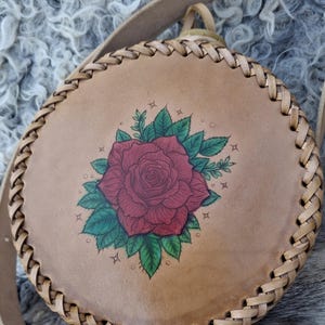 1,25l (2.6 pint) stainless steel leather canteen, Medieval leather flask, Medieval leather water bottle / Leather costrel
