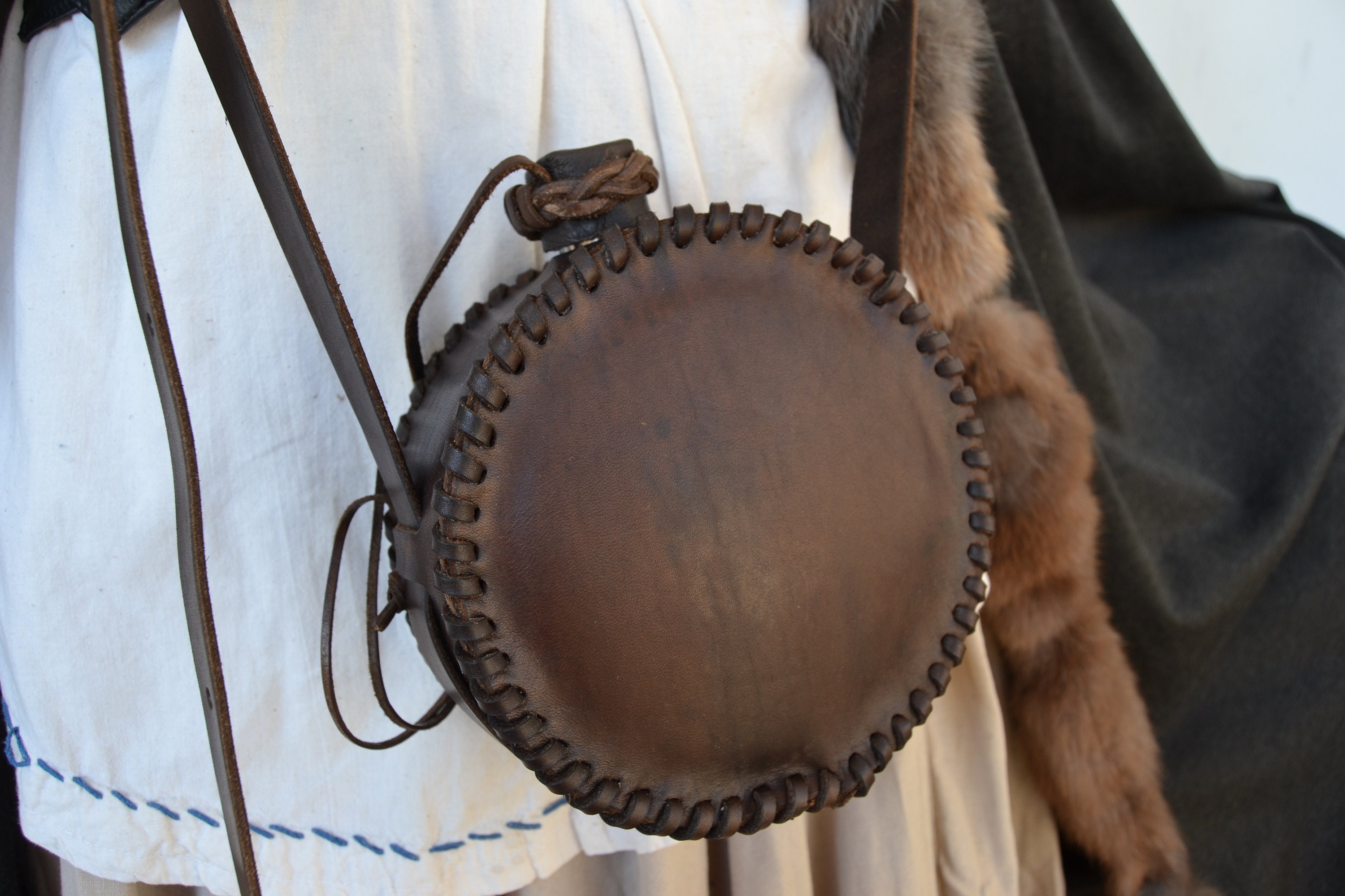 125l 26 pint stainless steel leather canteen Medieval Etsy